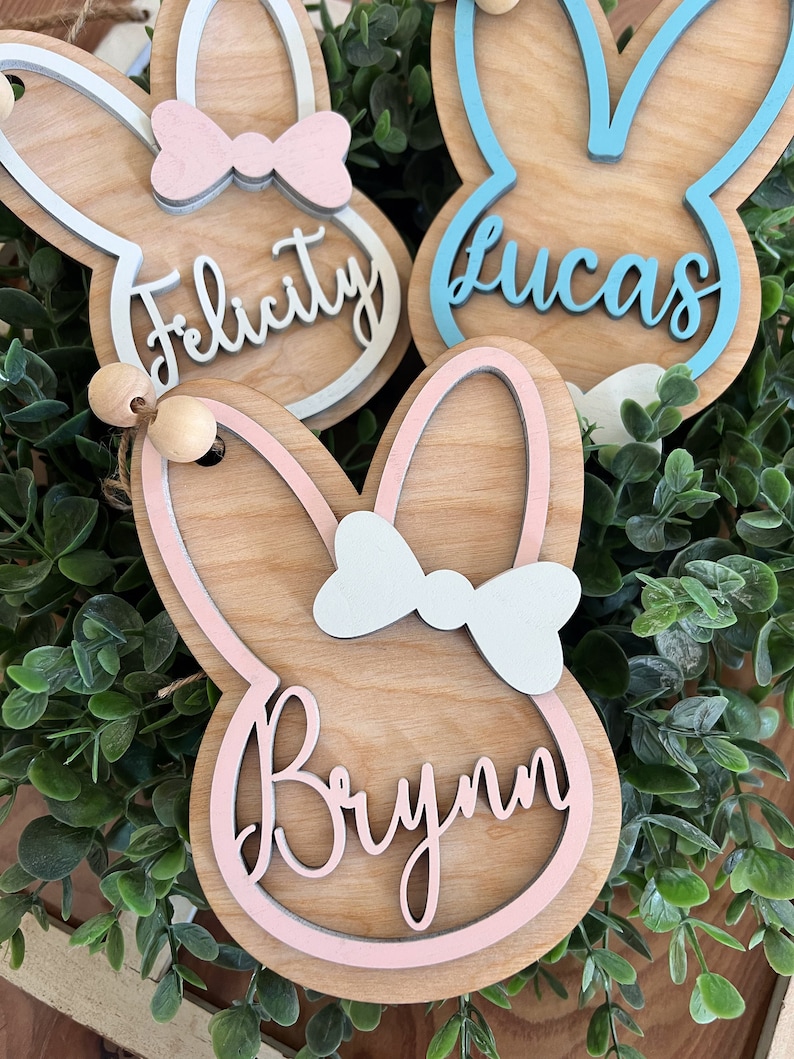 Easter Basket Tag Personalized Easter Gift Tag Personalized wooden name tag Easter Gift Tag image 6