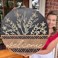 Wooden Welcome Door Hanger | Front Door Decor | Front Door Sign | Newlyweds | Engagement gift