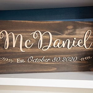 Personalized Wooden Sign Wedding Date Sign Entryway Wall Decor Wedding Gift Newlywed Gift Mantle Decor image 8