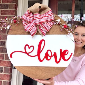 Valentines Door Hanger |  Valentines Front Door Decor | Front Door Wreath | Happy Valentines Day | VDay Love