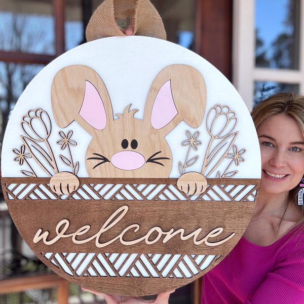 Percha de puerta de Pascua / Decoración de bienvenida de Pascua para puerta de entrada / Corona de Pascua para puerta de entrada / Percha de puerta de primavera