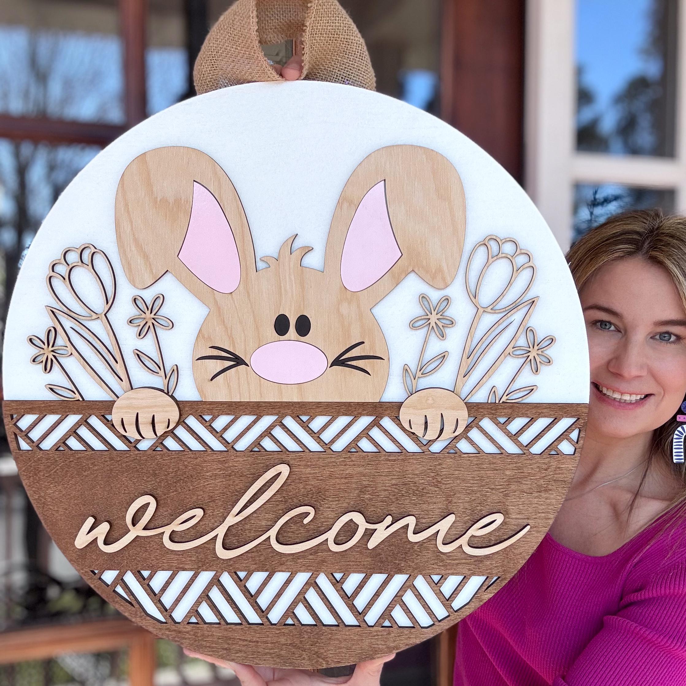 Easter Door Hanger | Welcome Easter Front Door Decor | Easter Front Door Wreath | Spring Door Hanger