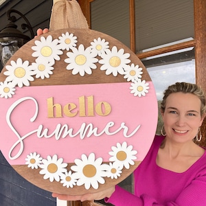 Hello Summer Door Hanger | Front Door Decor | Front Door Sign | Newlyweds | Engagement gift