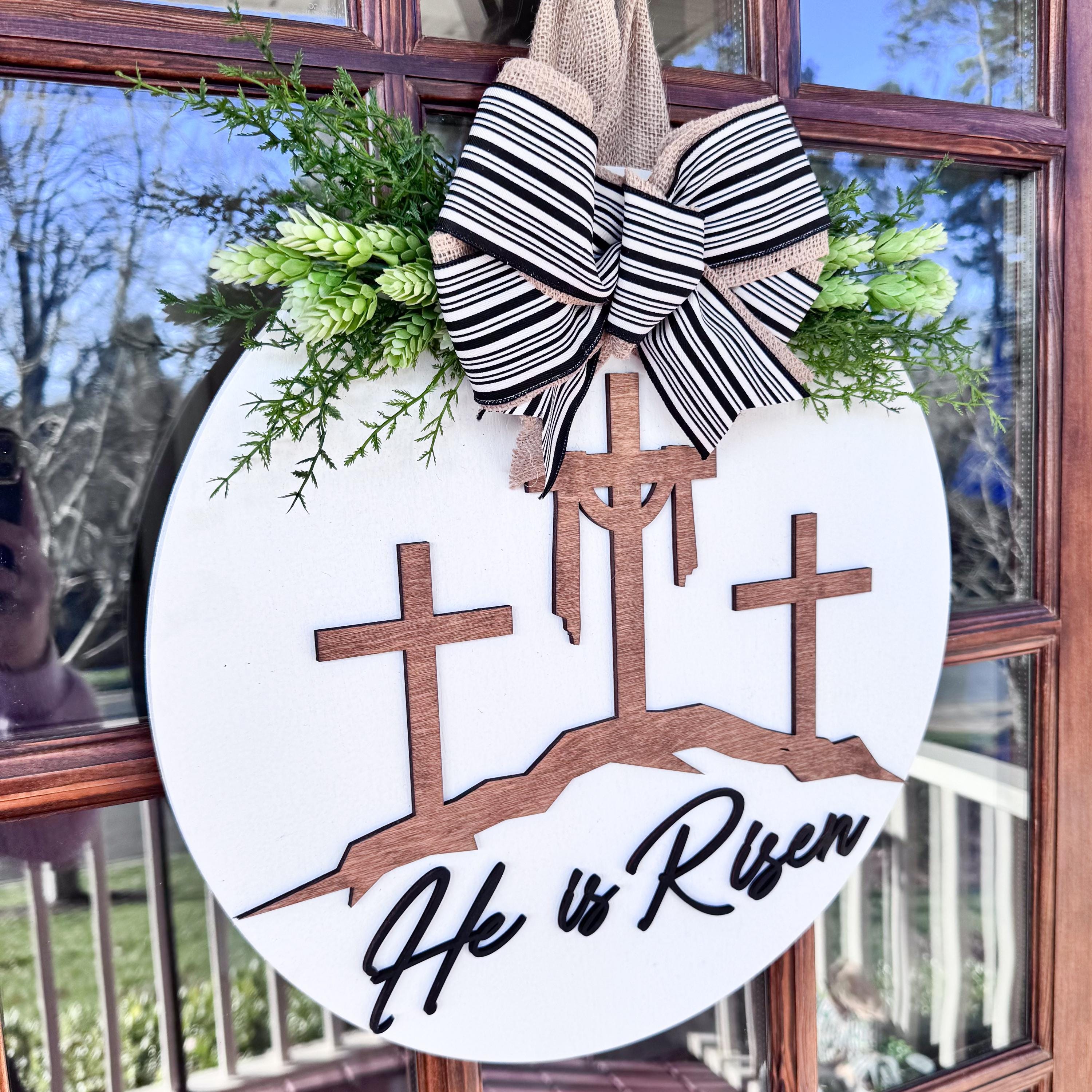 Easter Door Hanger | He is Risen Door Hanger | Easter Front Door Wreath ...