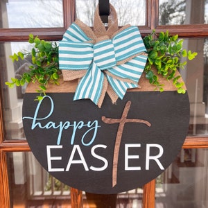 Easter Door Hanger Happy Easter Front Door Decor Easter Front Door Wreath Spring Door Hanger image 2