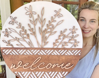 Welcome Door Hanger | Front Door Decor | Front Door Sign | Newlyweds | Engagement gift