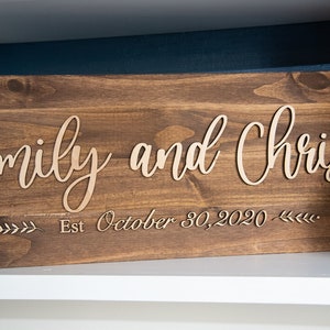 Personalized Wooden Sign Wedding Date Sign Entryway Wall Decor Wedding Gift Newlywed Gift Mantle Decor image 5