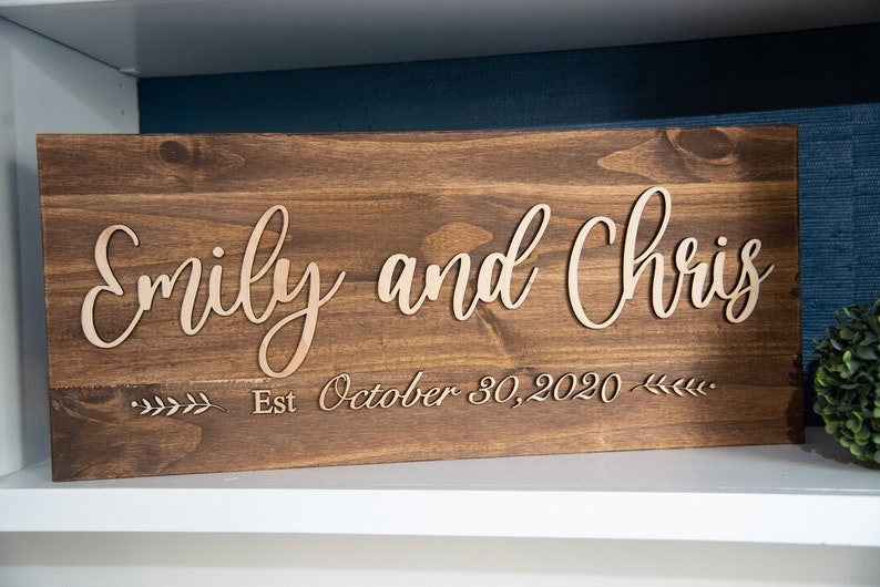 Personalized Wooden Sign Wedding Date Sign Entryway Wall Decor Wedding Gift Newlywed Gift Mantle Decor image 5