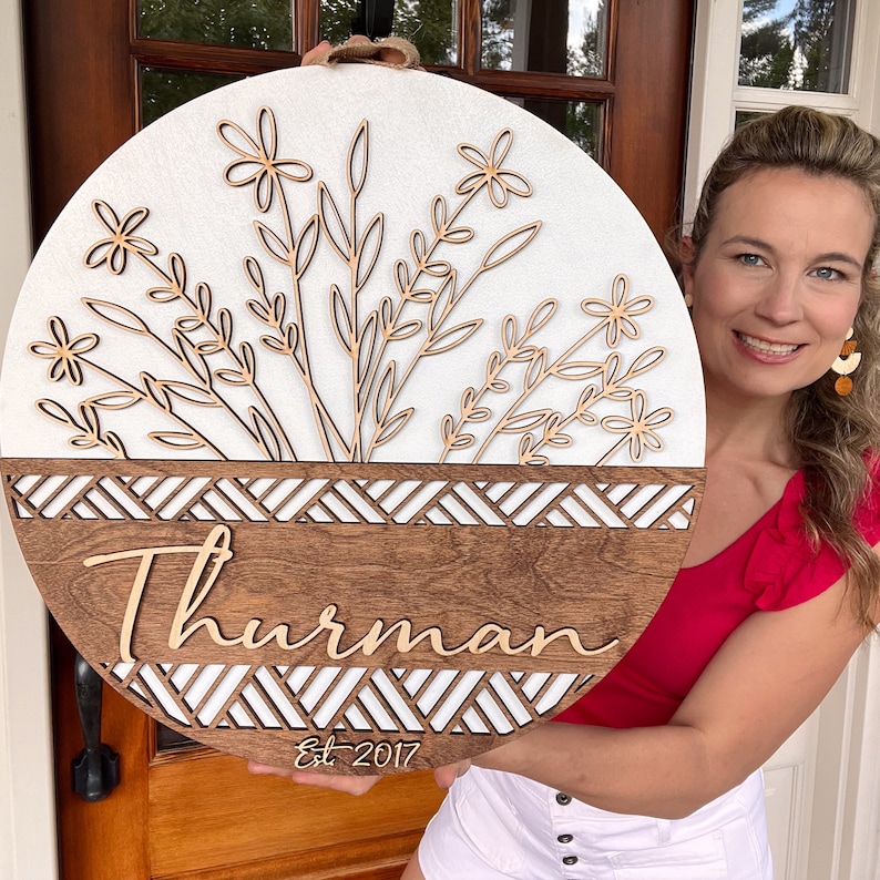 Wooden Door Hanger | Custom Front Door Decor | Front Door Sign | Newlyweds | Engagement gift