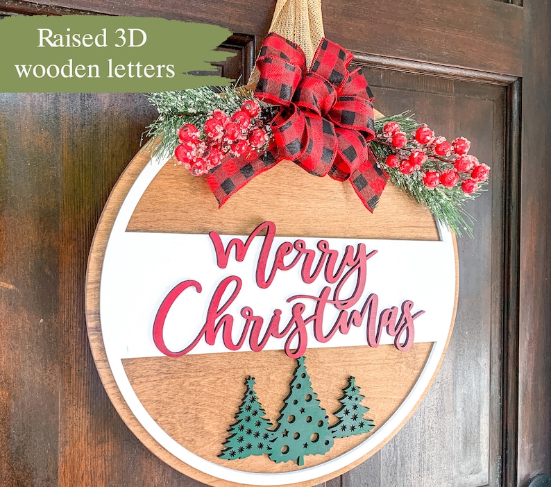 Wooden Christmas Door Hanger Christmas Wreath Ho Ho Ho Etsy