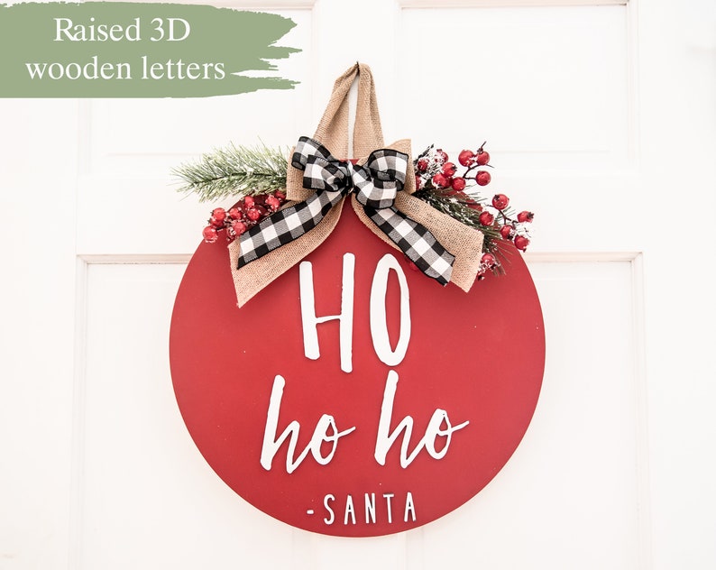 Christmas Door Hanger Wood Door Hanger Christmas Wreath Etsy