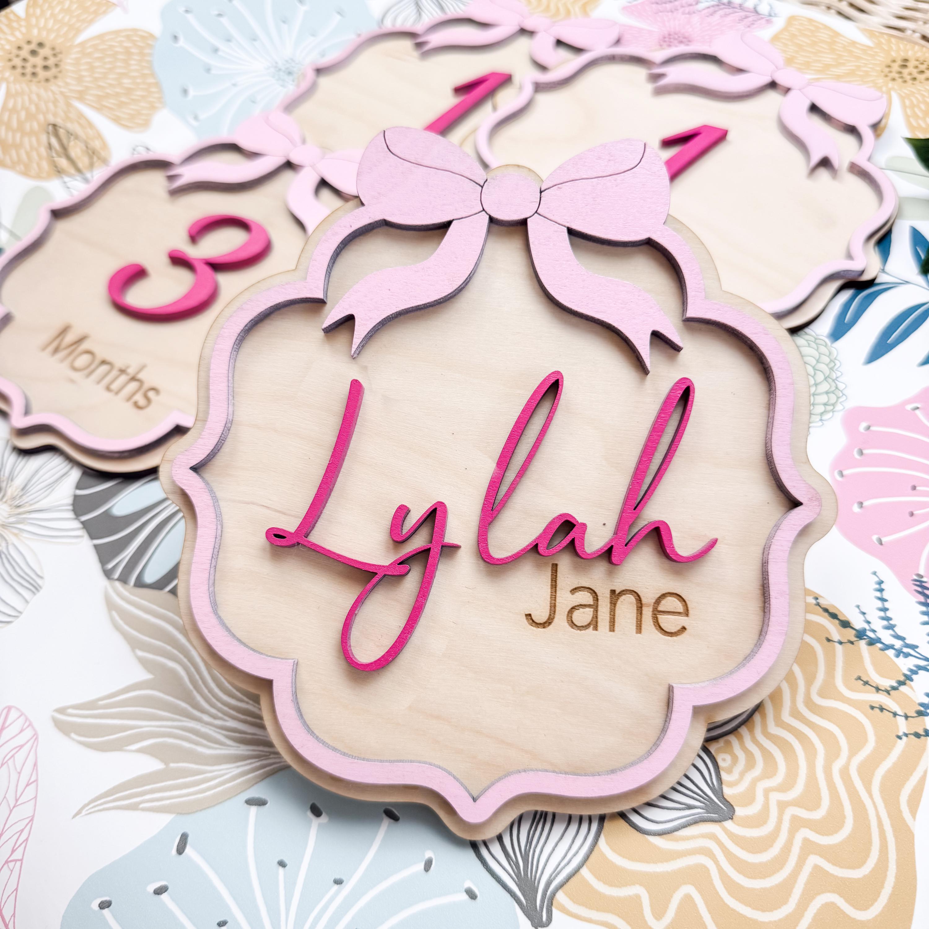 Birth Announcement Sign | Wooden Monthly Milestone Disc Set | Newborn ...