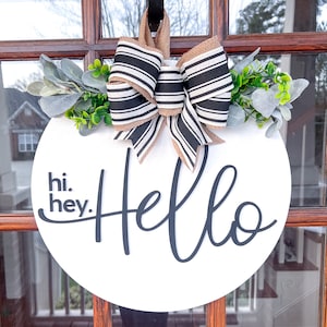 Hi Hey Hello Door Hanger | Hello Front Door Decor | Custom Door Sign  | Front Door Sign | Wedding Gift | Bridal Shower Gift | Birthday Gift