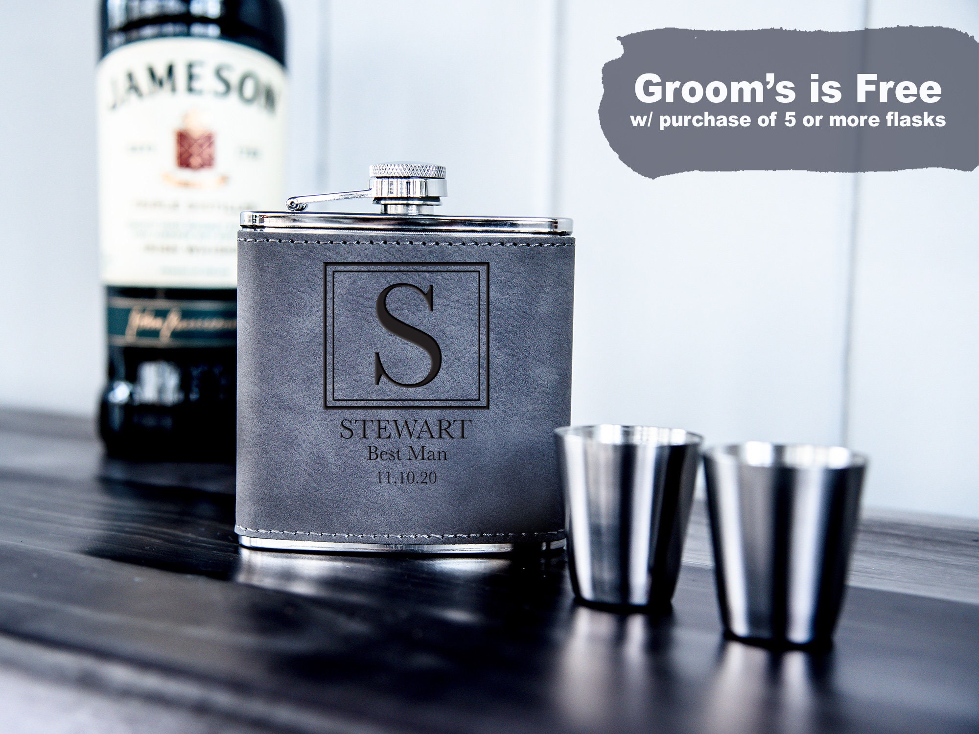 Personalized Leather Flask Groomsmen Flask Gift for Groom Etsy