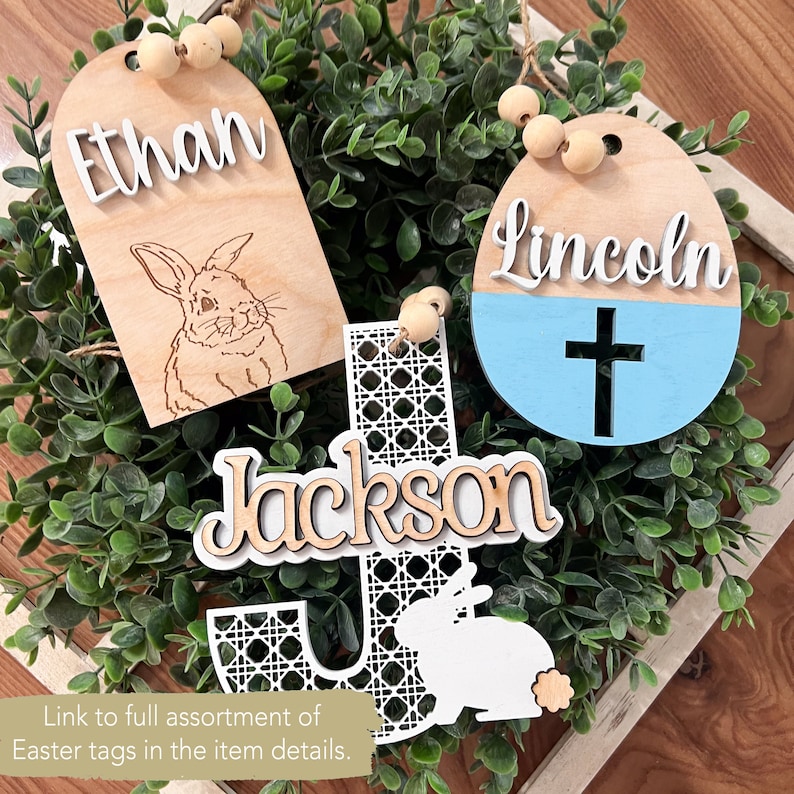 Easter Basket Tag Personalized Easter Gift Tag Personalized wooden name tag Easter Gift Tag image 7