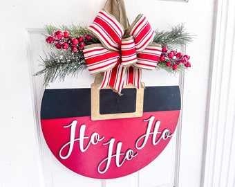 Christmas Door Hanger | Front Door Decor | Christmas Wreath | Ho Ho Ho Door Hanger