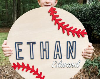 Personalized Kids Baseball Sign | Kids Baseball Name Sign | Baseball Sign for Kids Room | Personalized Baseball Sign | Kids Baseball Sign |