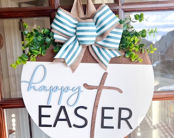 Easter Door Hanger | Happy Easter Front Door Decor | Easter Front Door Wreath | Spring Door Hanger