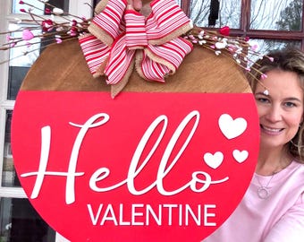 Deurhanger Valentijnsdag |  Valentijnsdag voordeurkrans | Fijne Valentijnsdag |VDay Hallo