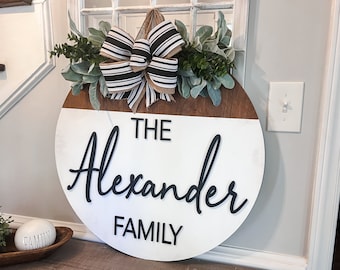 Personalized Door Hanger | Wood Front Door Wreath | Wooden Door Hanger | Newlywed Gift | Wedding Gift