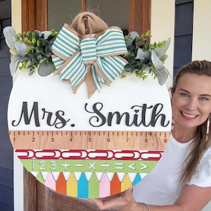 Personalized Classroom Door Sign | Teacher Name Sign | Teacher Appreciation Gift | Gift for Teacher | Custom Classroom Door Hanger