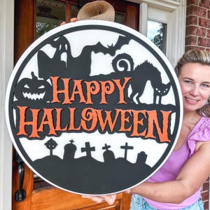 Halloween Door Hanger | Halloween Front Door Decor | Halloween Wooden Door Hanger | Witches Door Sign