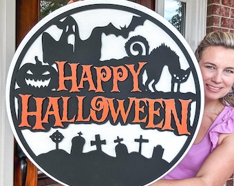 Halloween Door Hanger | Halloween Front Door Decor | Halloween Wooden Door Hanger | Witches Door Sign