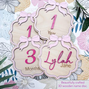Baby Girl Hospital Announcement Disc | Wooden Monthly Milestone Disc Set | Newborn Photo Prop | Baby Girl Gift | Baby Girl Announcement