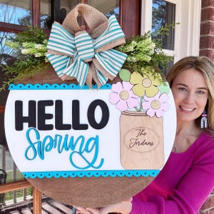 Spring Front Door Decor | Spring Wreath | Spring Wooden Door Hanger | Front Door Sign | Newlyweds | Engagement gift
