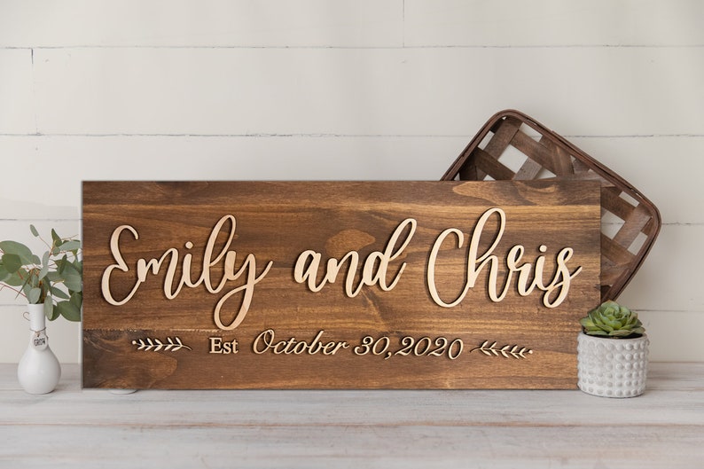 Personalized Wooden Sign Wedding Date Sign Entryway Wall Decor Wedding Gift Newlywed Gift Mantle Decor image 7