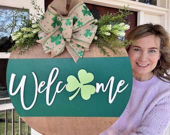 St. Patrick's Day-deurhanger | St. Patty's Day-deurdecoratie | Klaverbord | St. Patrick's voordeurbordje | Pasgetrouwden | Verlovingscadeau
