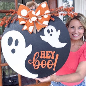 Halloween Door Hanger | Wooden Halloween Door Hanger | Halloween Front Door Decor  | Happy Halloween Door Sign