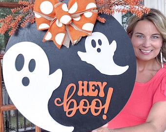 Halloween Door Hanger | Wooden Halloween Door Hanger | Halloween Front Door Decor  | Happy Halloween Door Sign