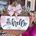 Wooden Front Door Hanger for Spring | Front Door Decor | Front Door Sign | Newlyweds | Engagement gift