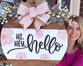 Wooden Front Door Hanger for Spring | Front Door Decor | Front Door Sign | Newlyweds | Engagement gift