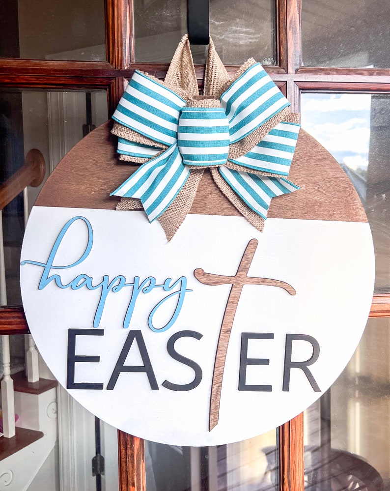 Easter Door Hanger Happy Easter Front Door Decor Easter Front Door Wreath Spring Door Hanger image 7