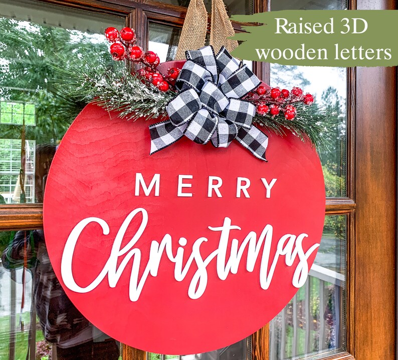 Christmas Door Hanger Wood Door Hanger Christmas Wreath Etsy