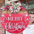Christmas Front Door Decor | Christmas Wreath | Front Door Hanger | Wood Door Hanger