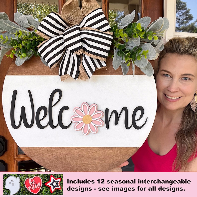 Welcome Door Hanger | Welcome Front Door Decor | Front Door Wreath | Front Door Sign | Realtor Gift |