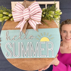 Hello Summer Door Hanger | Front Door Decor | Front Door Sign | Newlyweds | Engagement gift