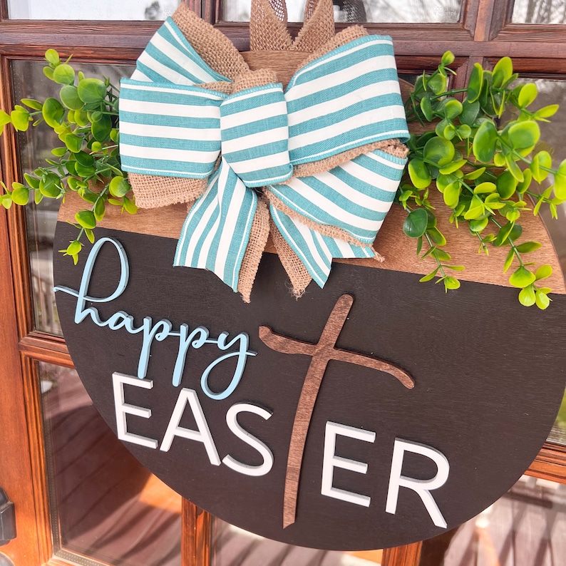 Easter Door Hanger Happy Easter Front Door Decor Easter Front Door Wreath Spring Door Hanger image 6