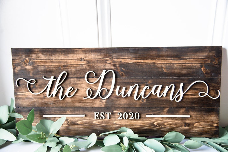 Personalized Last Name Sign | Family Name Sign | Established Sign | Wedding Gift | Newlywed Present 