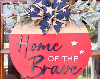 Memorial Day Door Hanger | Patriotic Front Door Decor | Memorial Day Door Decor | 4th of July Wooden Front Door Decor |Patriotic Door Hanger