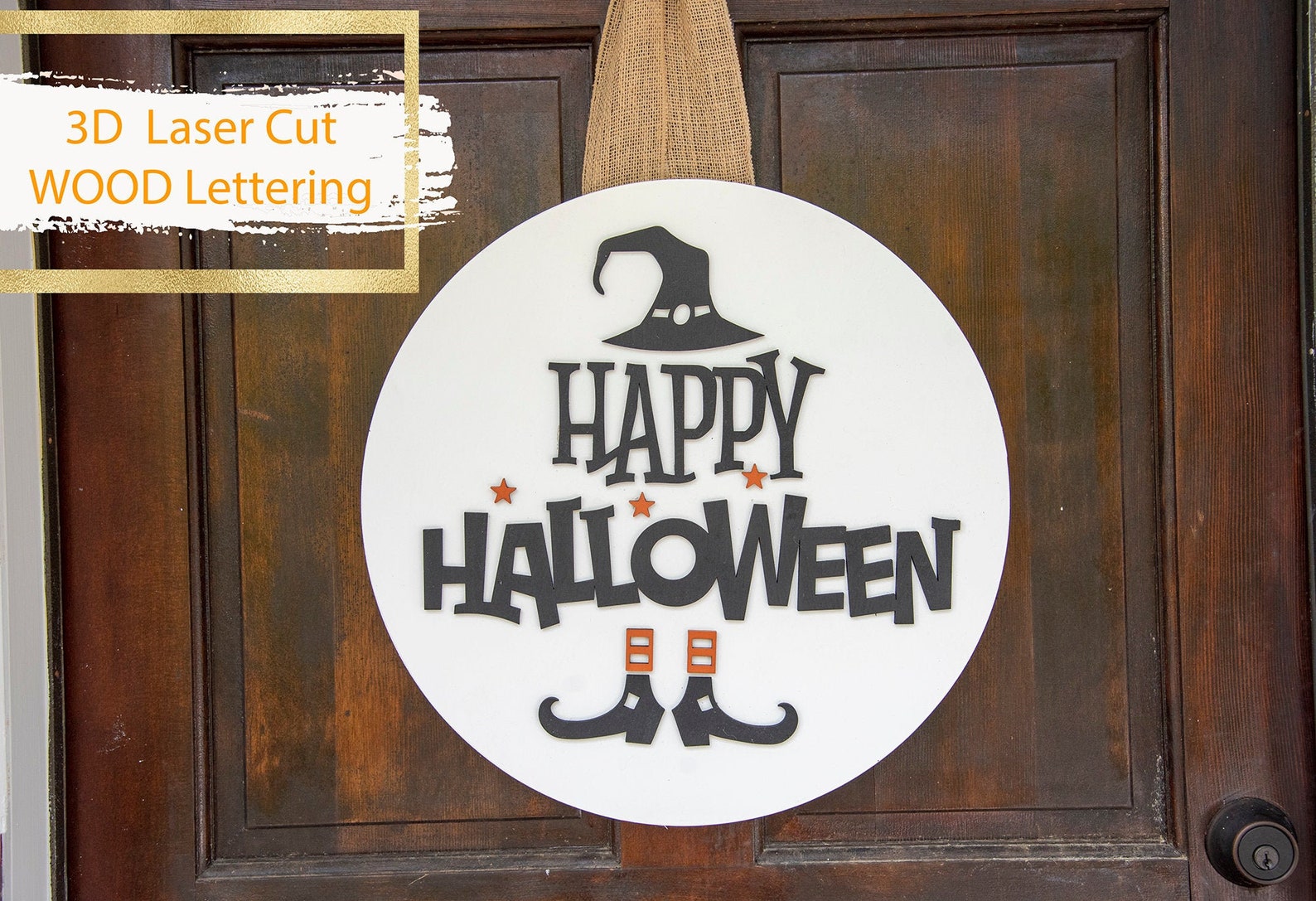Happy Halloween Door Hanger Fall Wreath Front Door Wreath Etsy