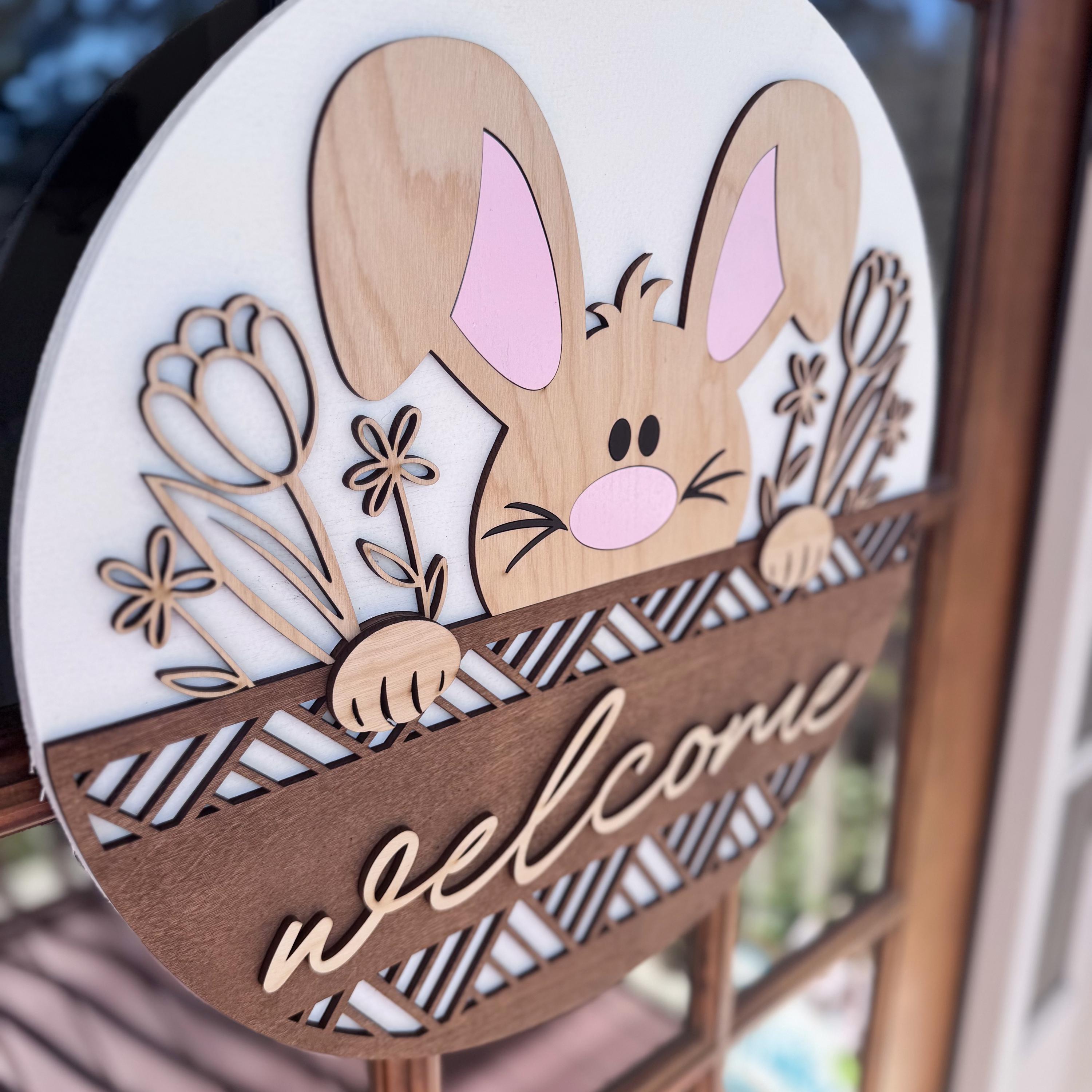 Easter Door Hanger | Welcome Easter Front Door Decor | Easter Front Door Wreath | Spring Door Hanger