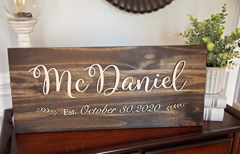 Personalized Wooden Sign Wedding Date Sign Entryway Wall Decor Wedding Gift Newlywed Gift Mantle Decor image 10