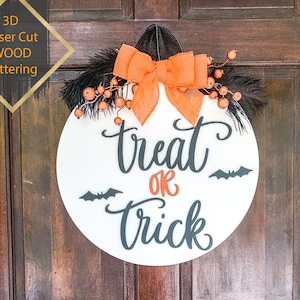 Halloween Door Decor Fall Wreath Front Door Wreath Fall Decor Entry Way Wall Decor Welcome Sign Trick or Treat