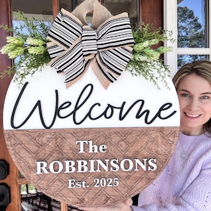 Wooden Front Door Sign | Front Door Decor | Welcome Door Hanger | Welcome Door Sign with Name