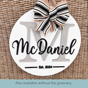 Mcdaniel In Cursive Personalized Door Hanger | Front Door Decor | Last Name Door Hanger ...