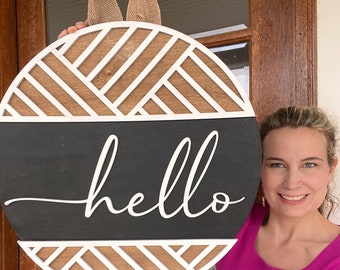 Hello Door Hanger | Front Door Decor | Front Door Sign | Newlyweds | Engagement gift